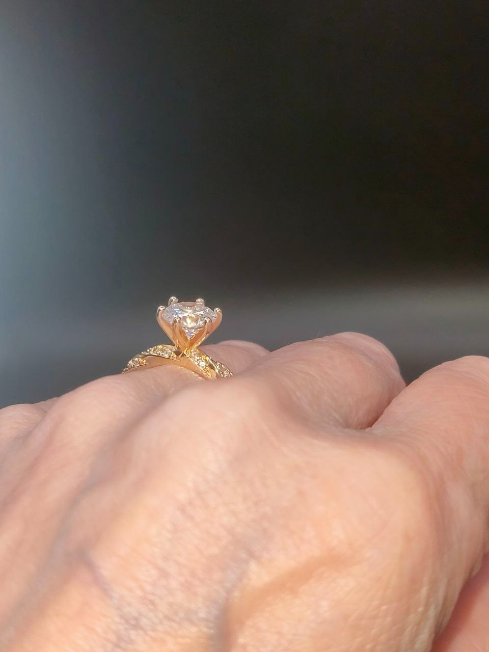 Gold Tone Cubic Zirconia Solitaire Ring Wedding Style UK O US 7 New