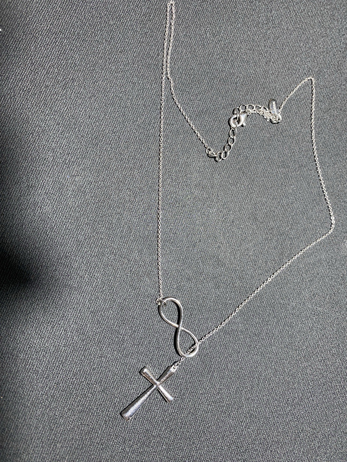 Berricle 925 Sterling Silver Infinity Dangle Cross Pendant Lariat Necklace