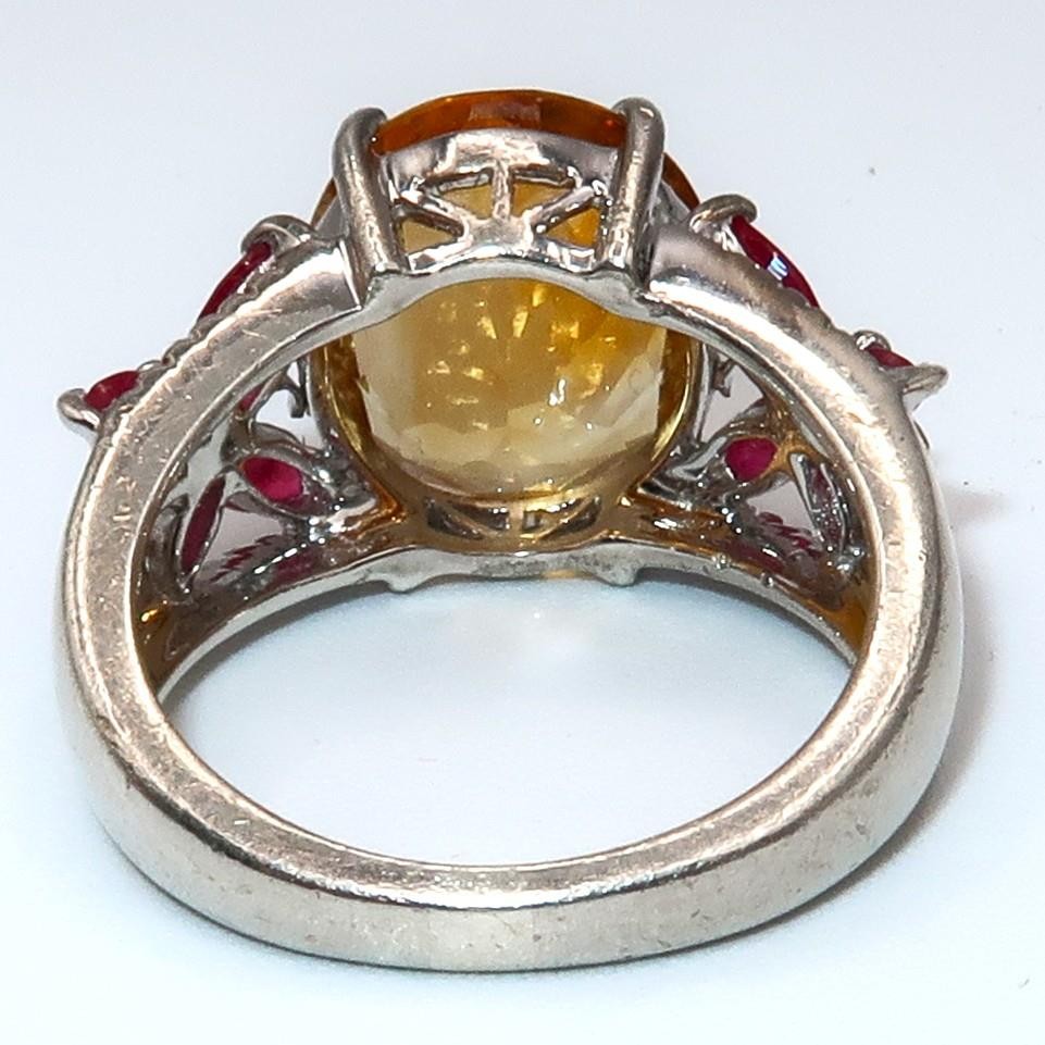 ZALES Jewelers Design Citrine & Ruby Butterfly Motif Statement Ring, Size 8
