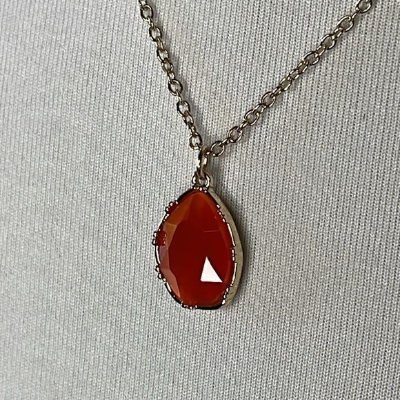 NWT 14th & Union Amber Tone Jewel Pendant Necklace