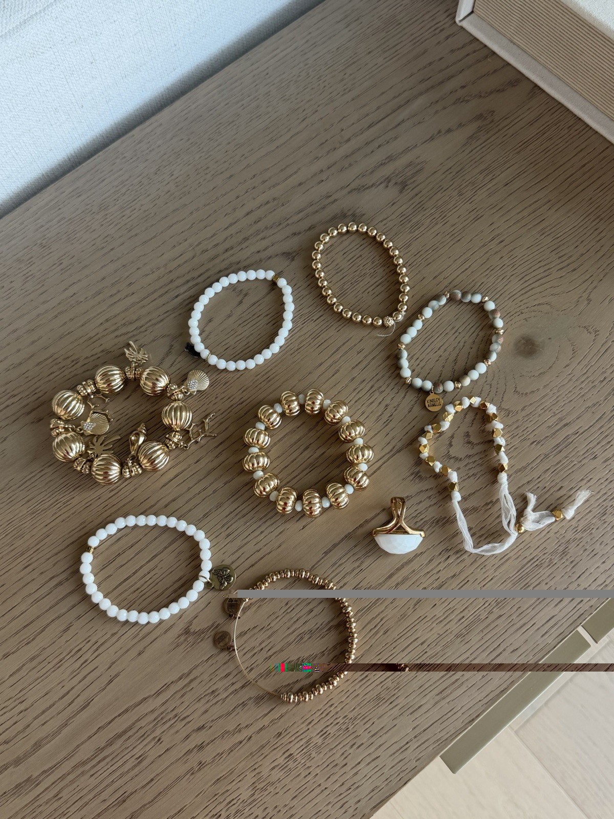 White and Gold Jewelry Bundle for Women Bracelets Ring Set of 9
