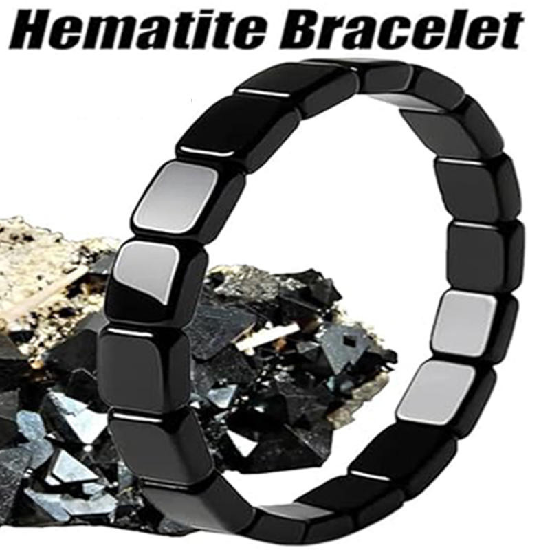 Hemys Hematite Bracelet for Men, 2pcs New Hemios bracelet Male Energy Jewelry US