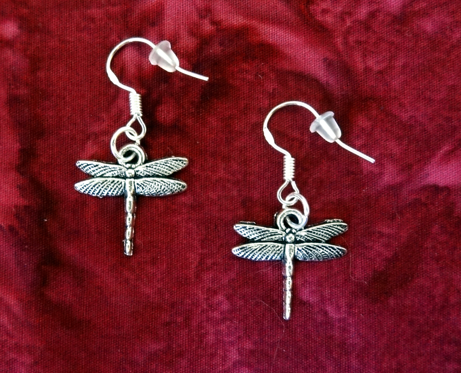 BUY 2 GET 1 FREE~DRAGONFLY DANGLE SILVER EARRINGS~STERLING HOOK~GIFT FOR HER