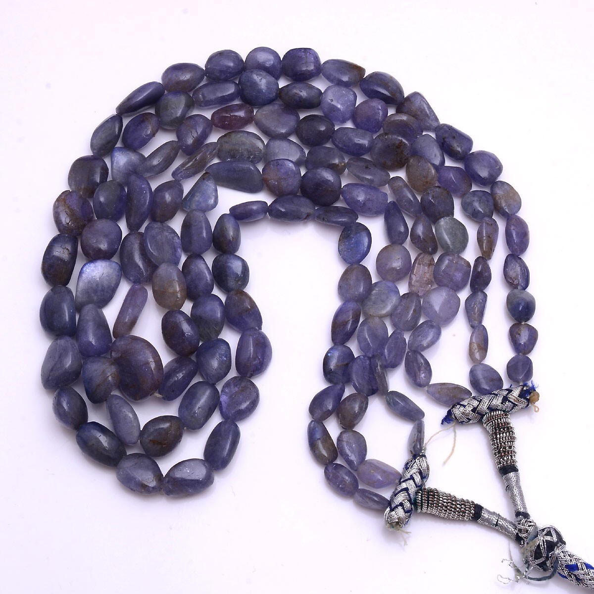 3 Strands 719 Cts Natural Tanzanite 8mm-18mm Tumbled Cabochon Beaded Necklace