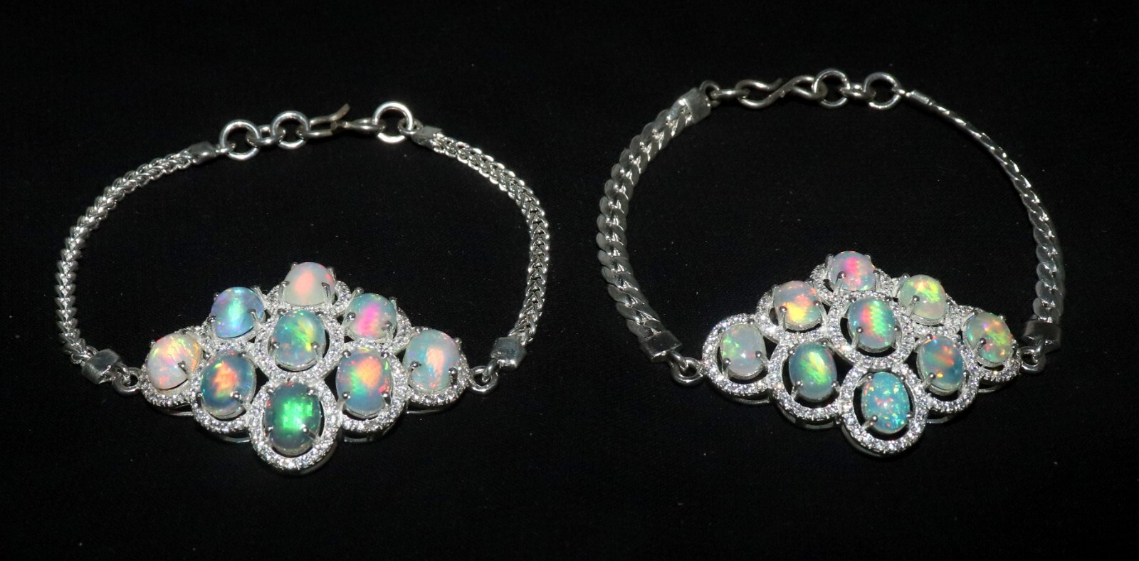 genuine Ethiopian fire opal bracelet with sterling silver dainty opal bracelet