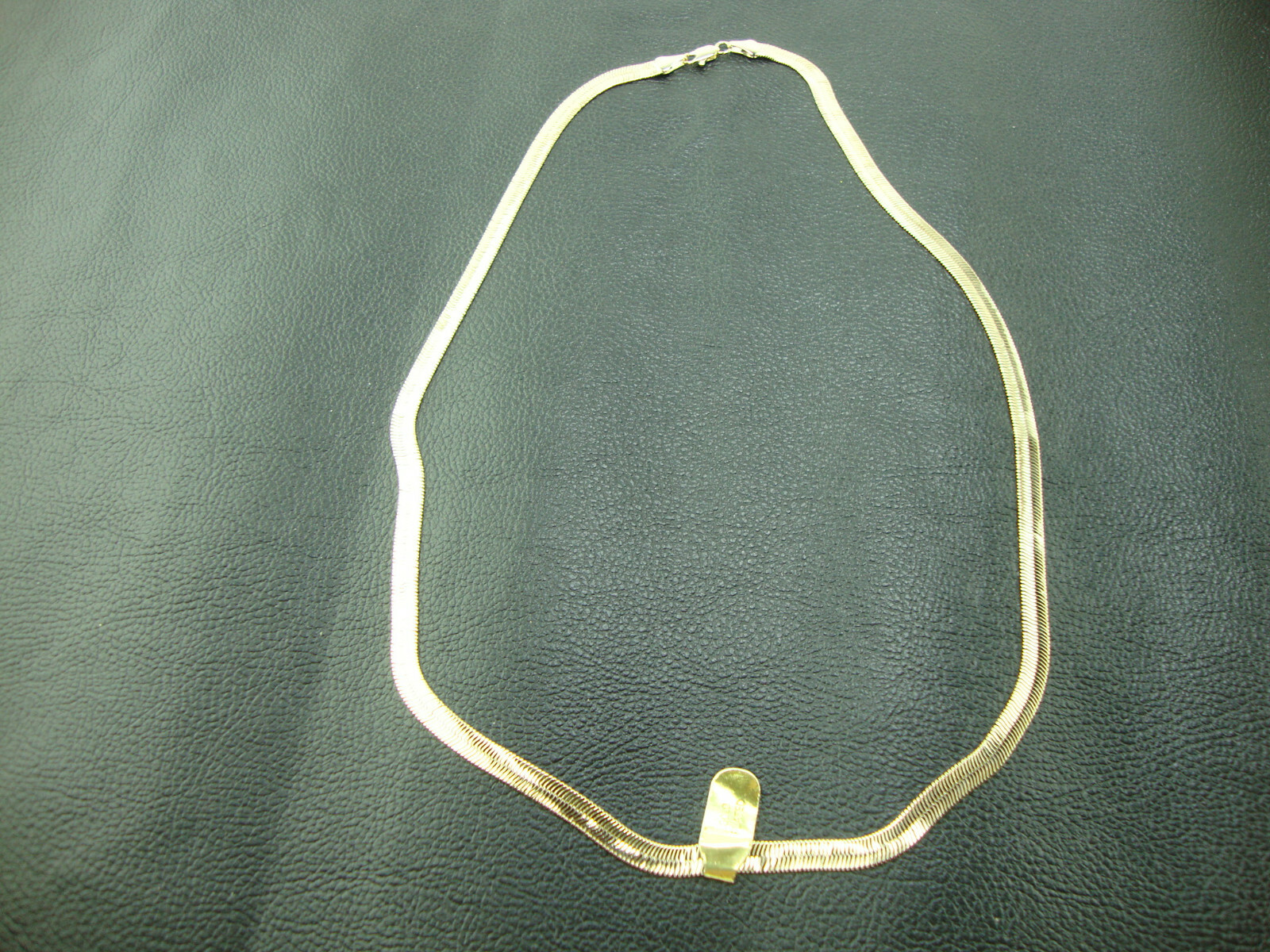 Flat Herringbone Chain 14K Gold Plate Finish 6mm Wide 24″ Long Necklace