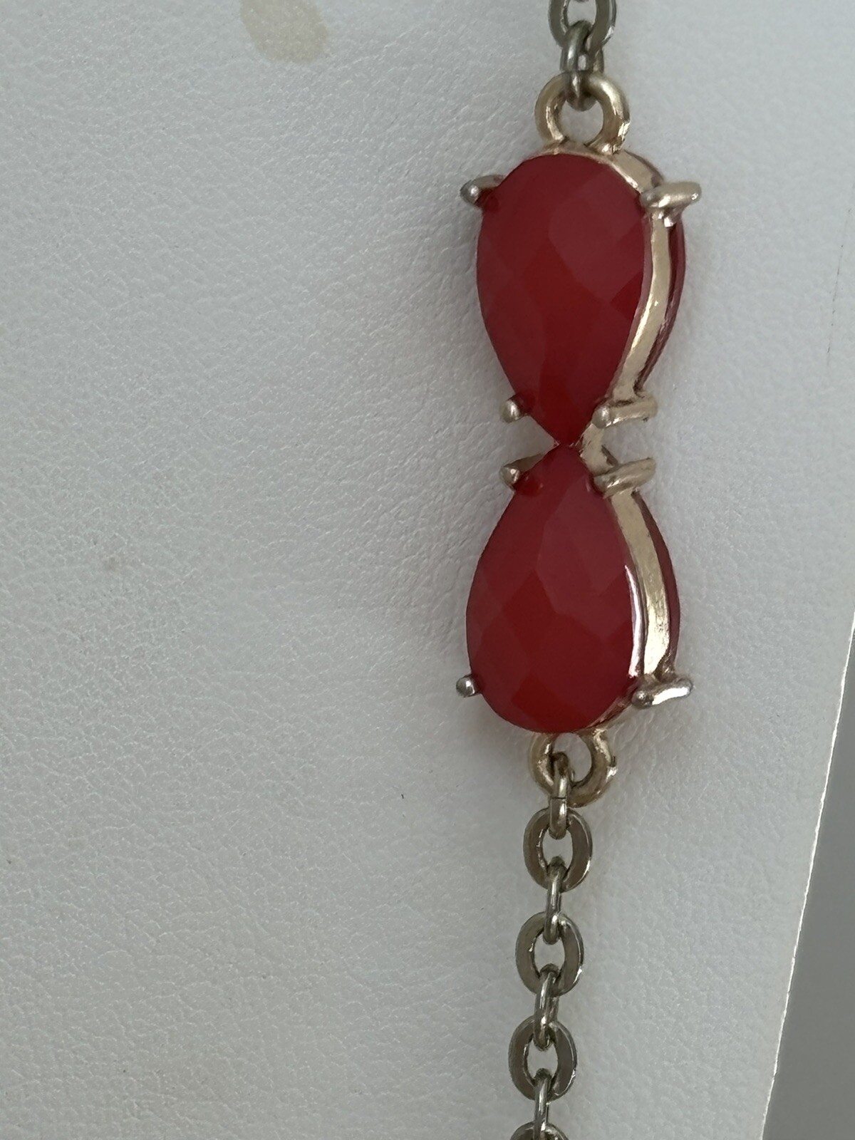 WHBM Coral Beaded Necklace/ Gold Tone/ Signed New w/o Tags