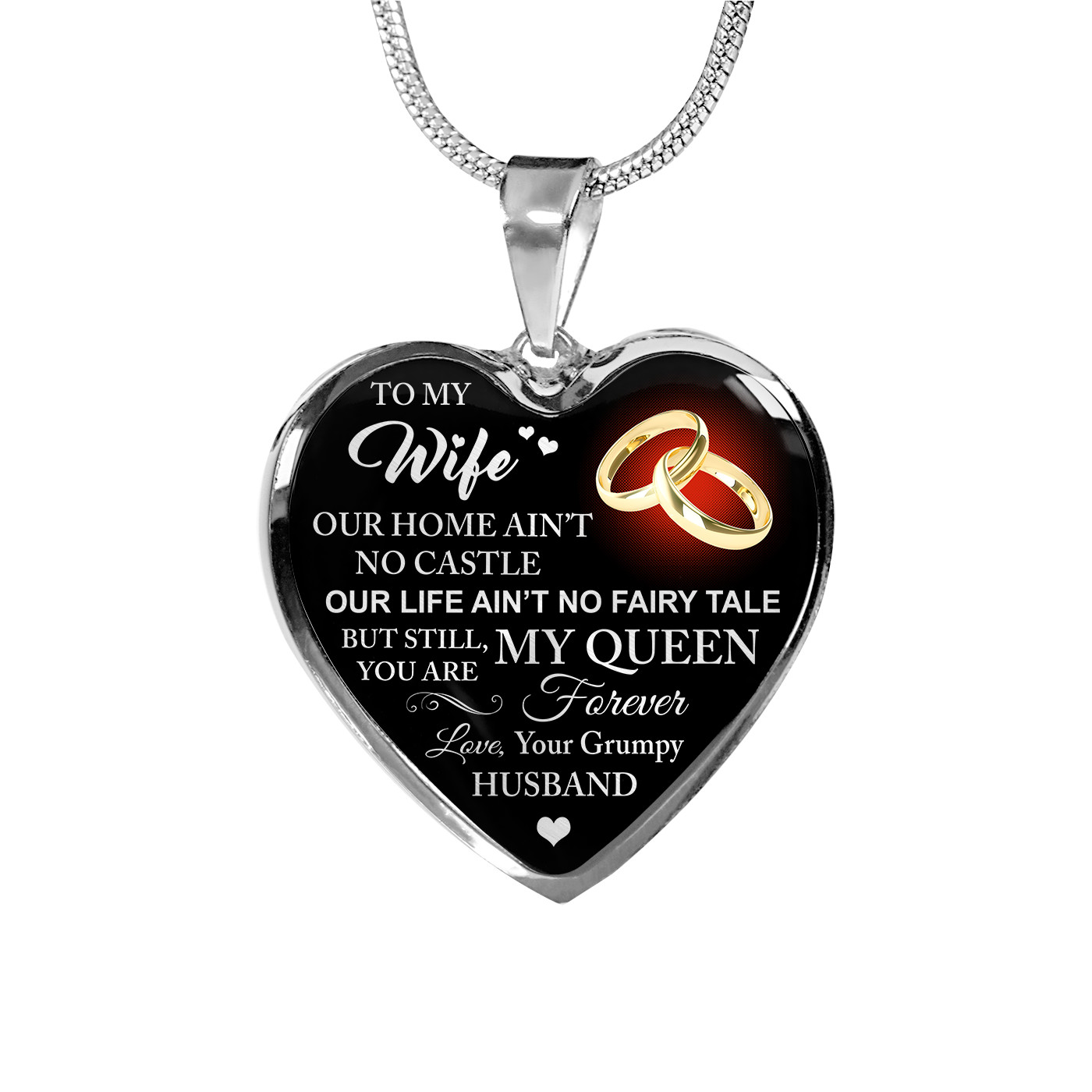 To My Wife Love Gift From Grumpy Husband Heart Necklace Chain for Valentines Day