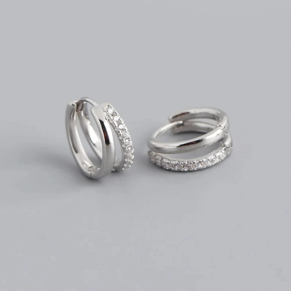 Fashion Stainless Steel Zircon Star Hoops Earrings for Women Vintage Crystal Zir