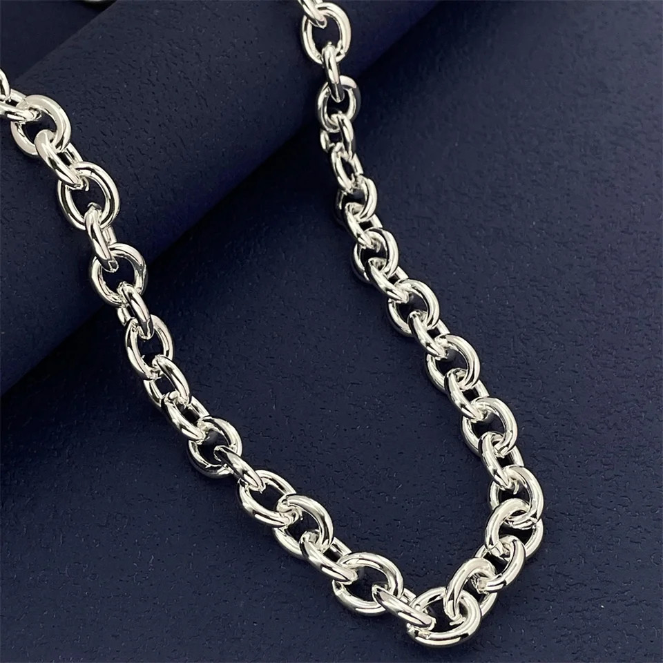 925 Sterling Silver Necklace Thick Chain Lobster Clasp 40-75cm Women Jewelry