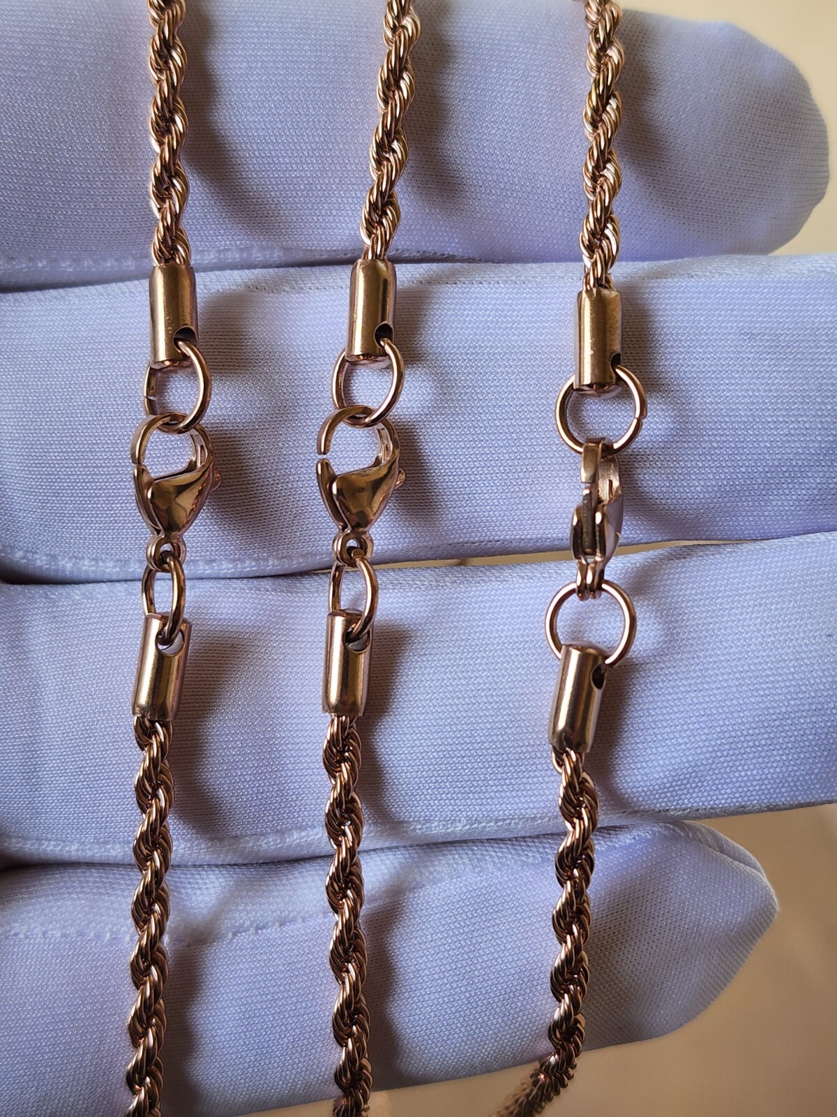 Stainless Steel Rose Gold Plated Rope Chain 3mm Hip Hop Jewelry Unisex, Women