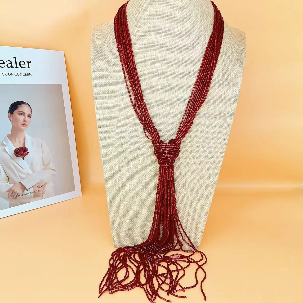 Boho Multi Layer Rice Bead Nacklace Chic Ethnic Style Rope Sweater Chain Jewelry