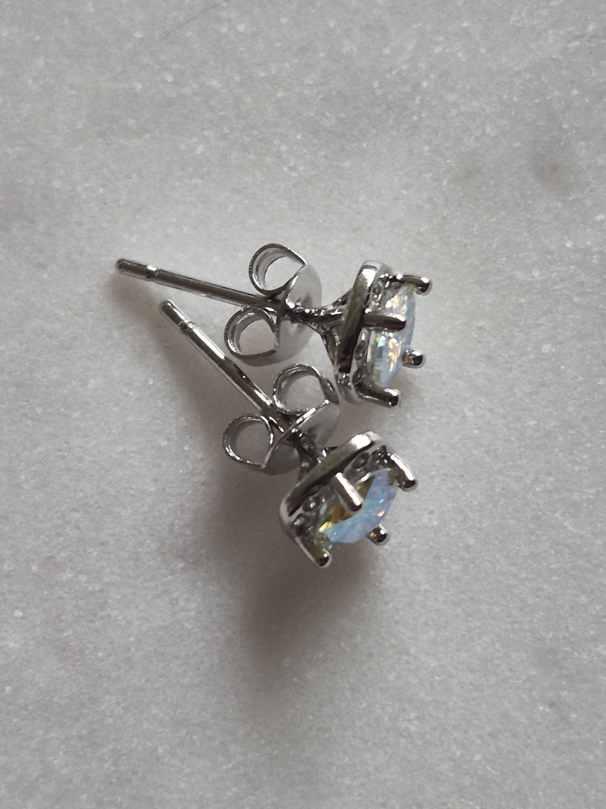 Rainbow Blue Colored Moissanite Stud Earrings GRA Certificate