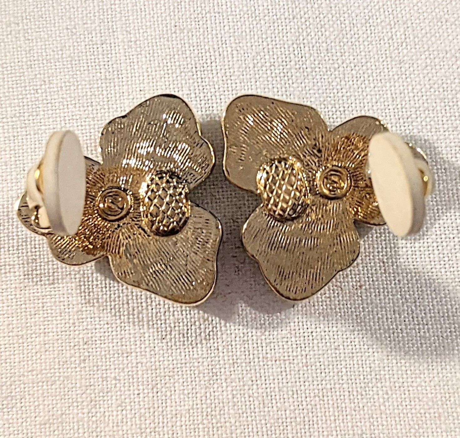 Swarovski Clear Crystal Pave Set Flower Shaped Clip-on Earrings Gold Plated