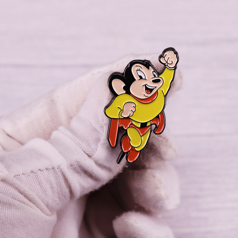 Mighty MOUSE Flying 1.5″ Tall x .75″ Wide Enamel Metal Pin (Great Colors!)
