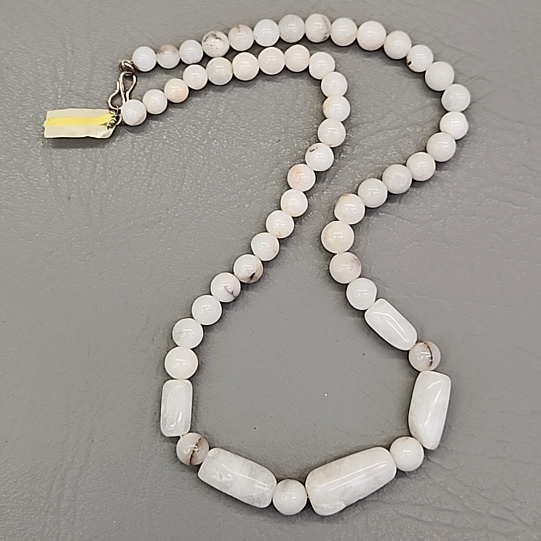 Agate Necklace Beaded White JTV 19.5″