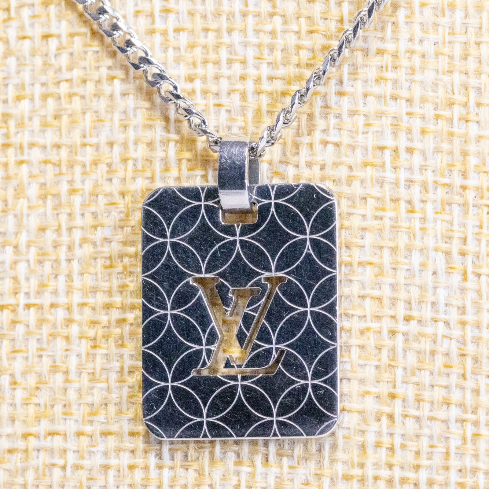 Louis Vuitton LV Champs Elysees PM M65452 Pendant Top Silver Plate Men Auth