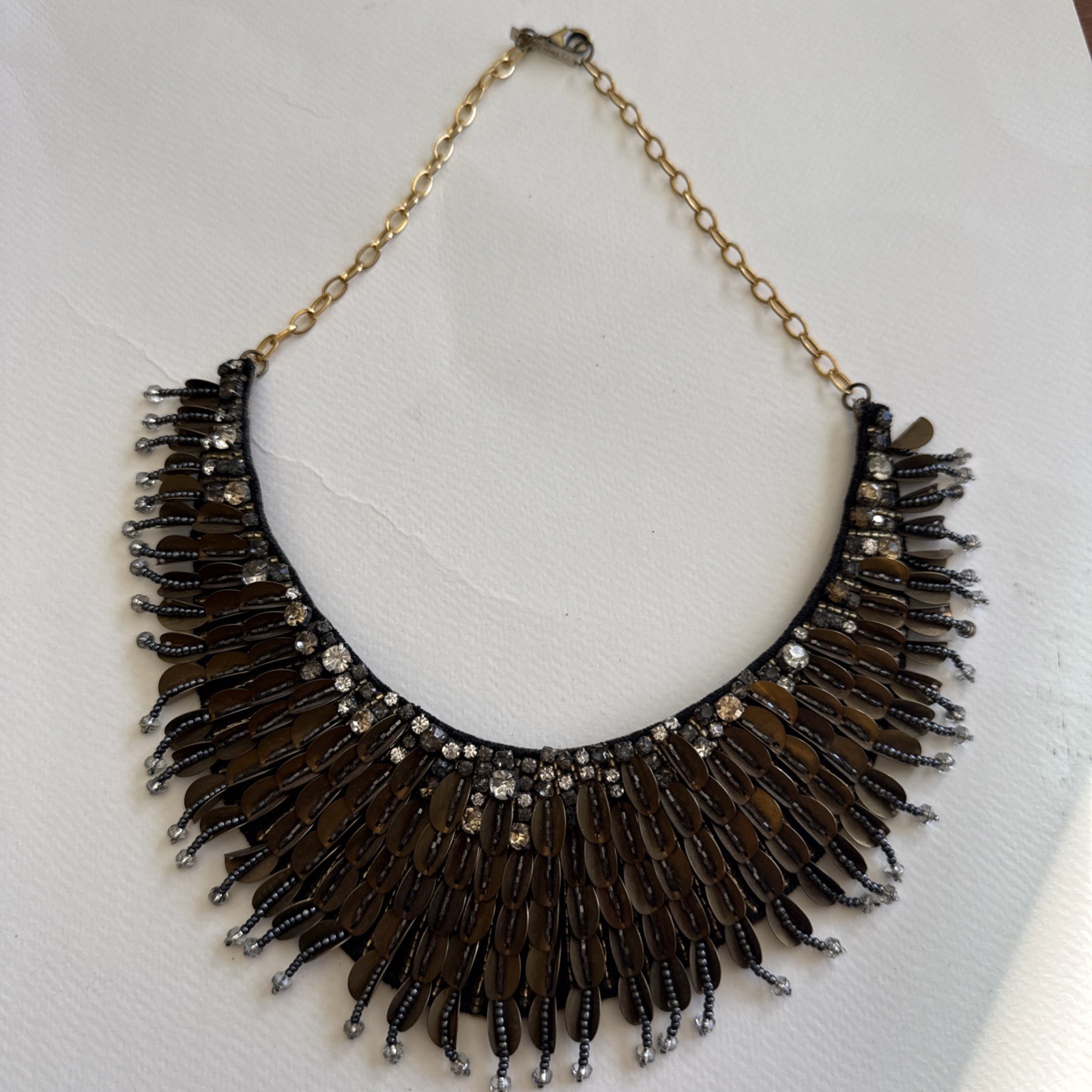 Deepa Gurnani Crystal Suede Scalloped Collared Necklace Fashion Designer