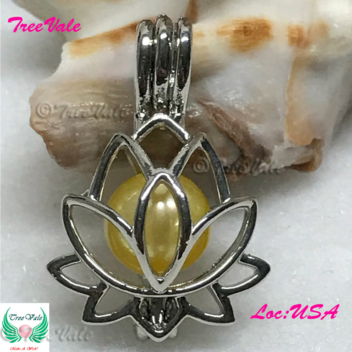Lotus Flower I – Silver Plated – Locket Pearl Cage Pendant – Hold 6mm – 7mm