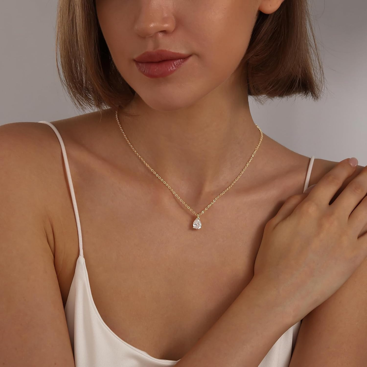 Gold Necklace for Women 14K Gold Plated Dainty Pendant Chain Puffy Heart Italian