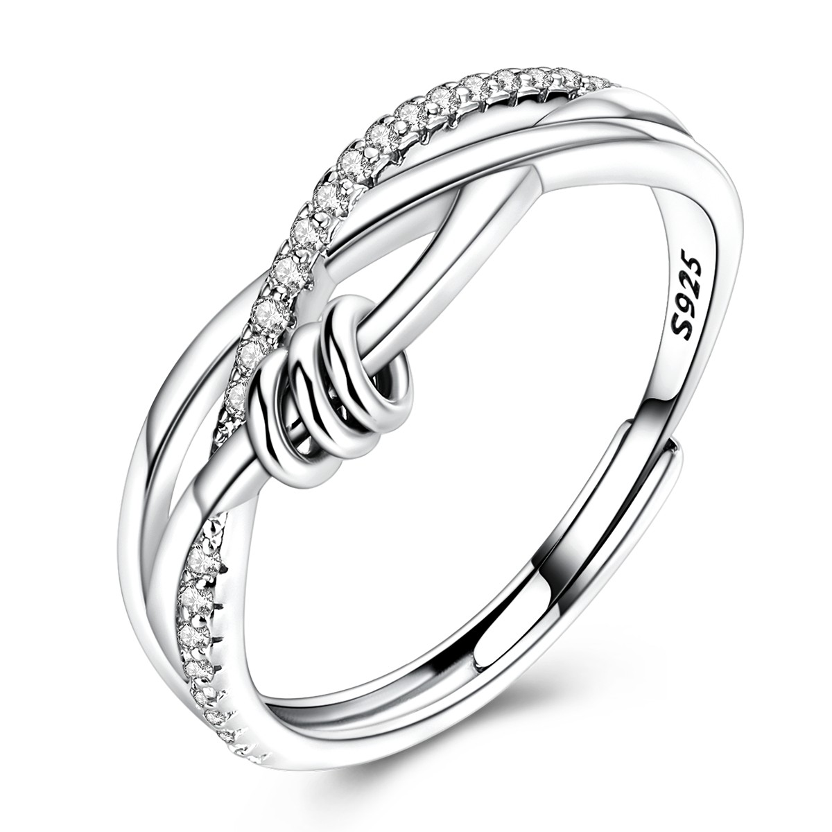 MULA European 925 Sterling Silver Finger Ring CZ Wrap Running for Women Jewelry