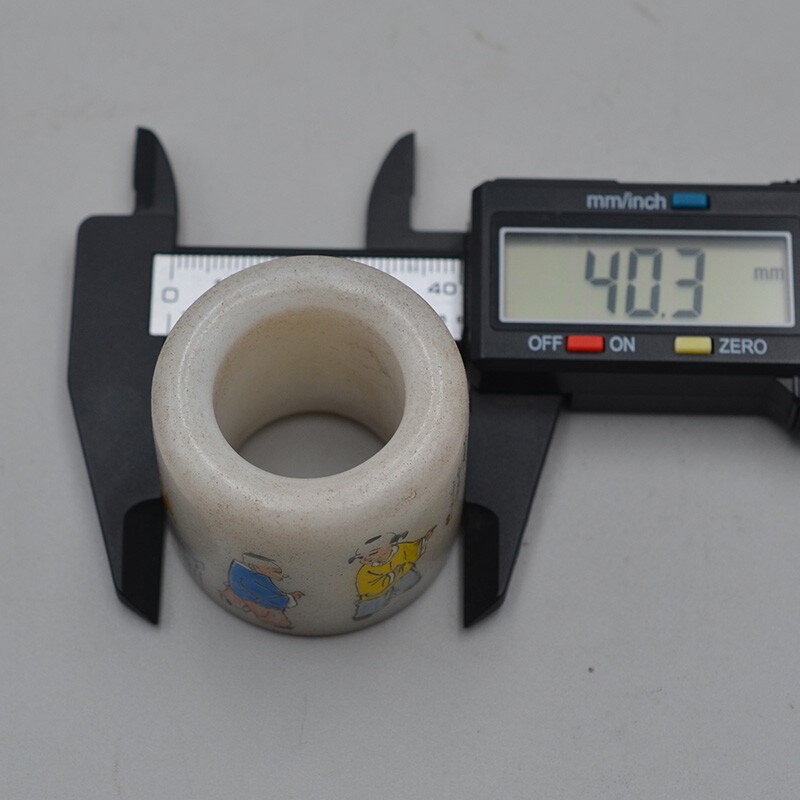 1.58 Inch Chinese Collection Exquisite Carving White Jade Personage Ring