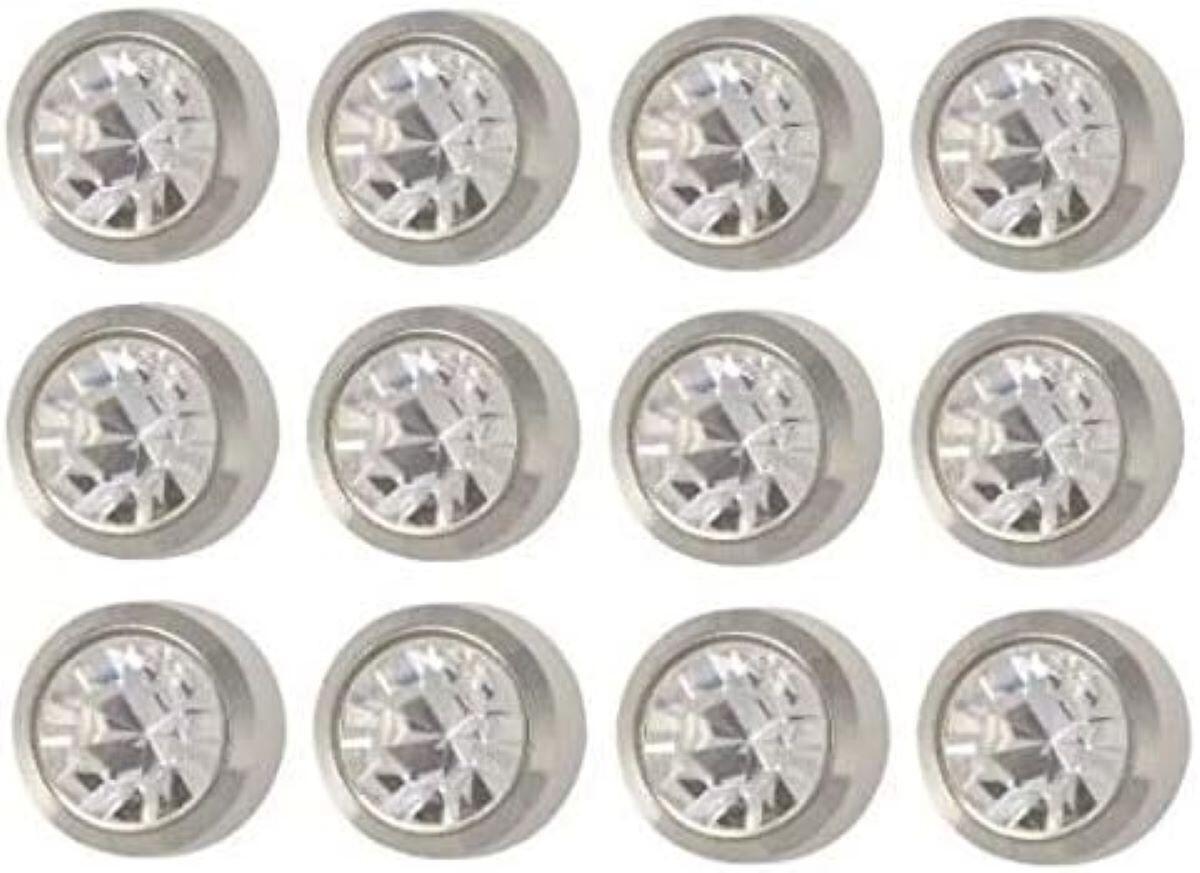 Starex Surgical Steel 3 mm Earrings studs 12 pair Silver plated clear stone