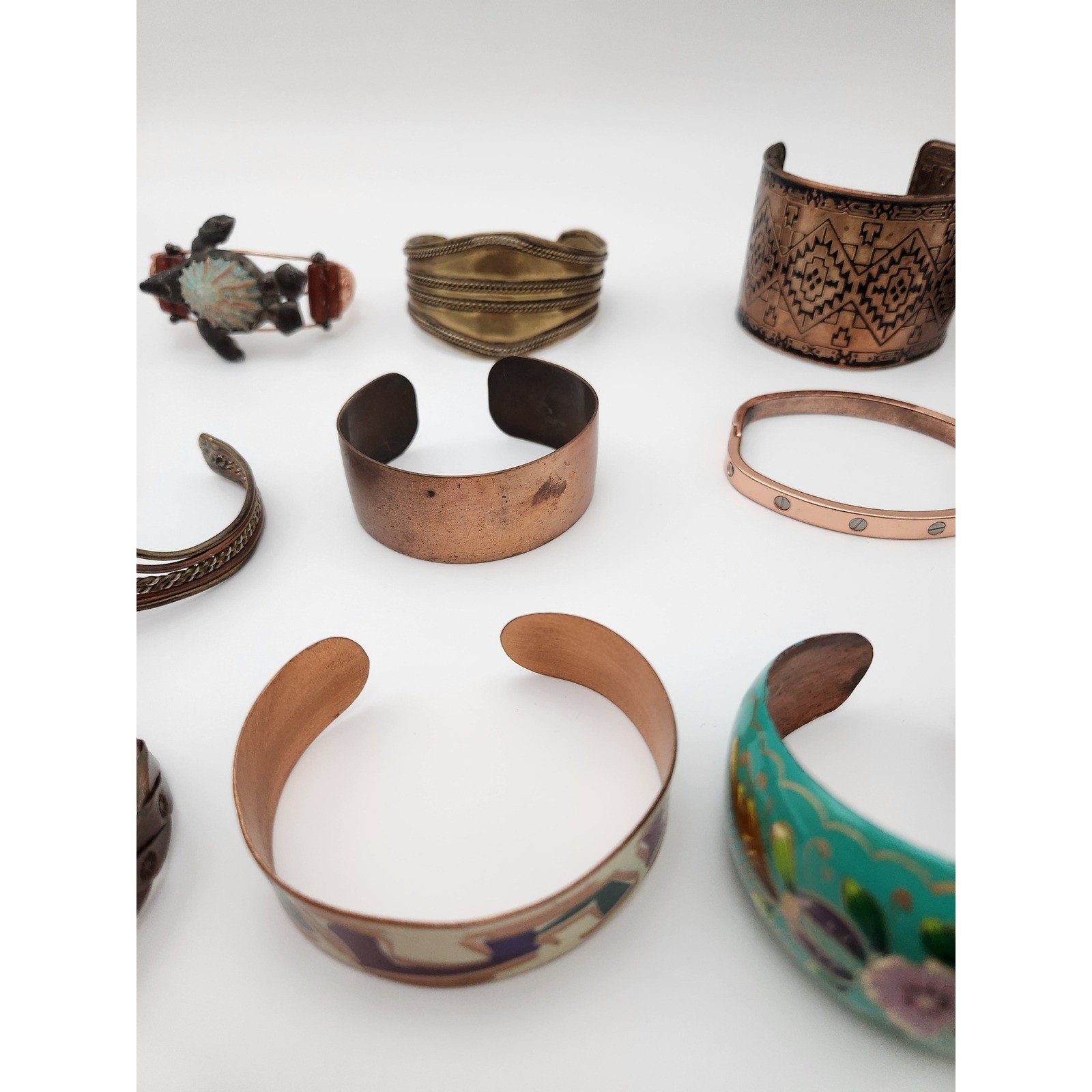 Unbranded Bracelet Lot Womens OS Mixed Copper Brass Enamel Boho Eclectic 16pc