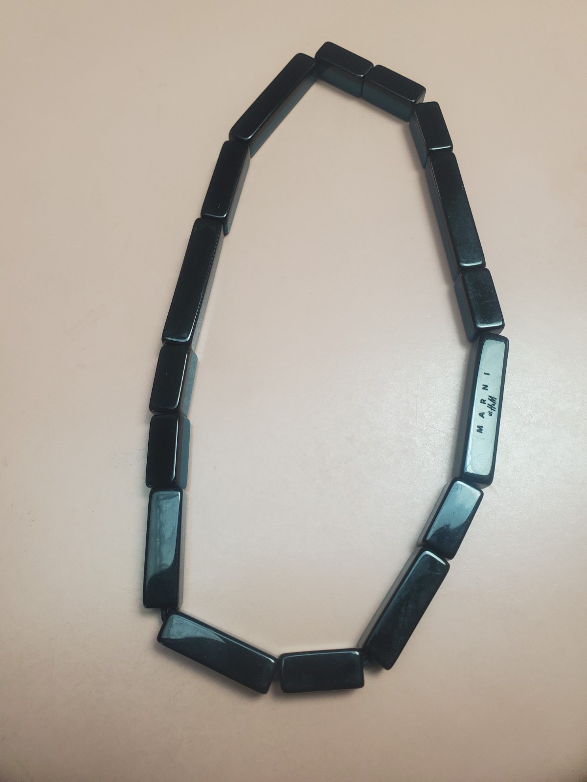 MARNI for H&M Chunky Resin Bead Necklace Black, Teal Blue Statement 2012