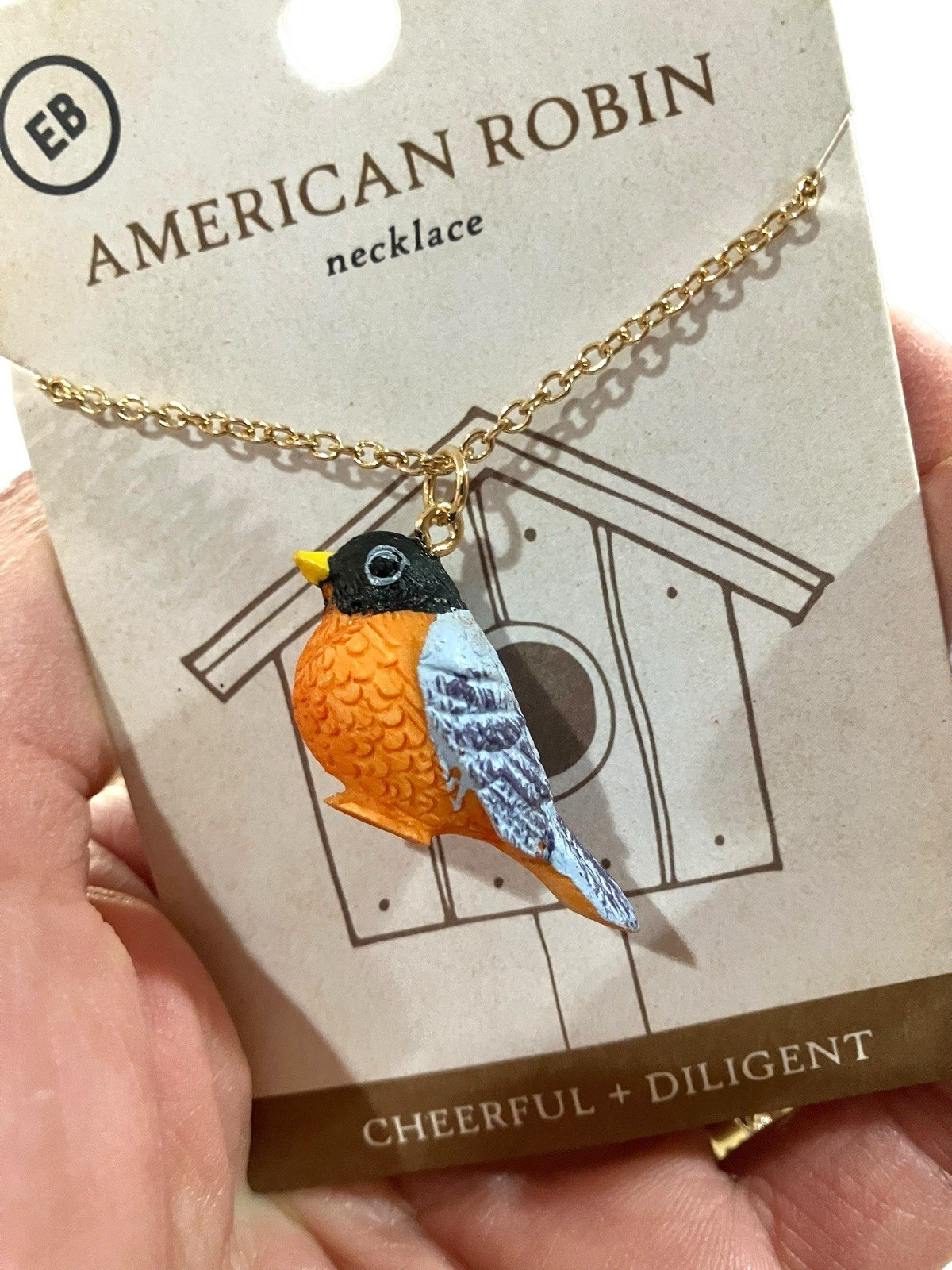 3D Bird Robin Necklace 18” Chain Gift For Her