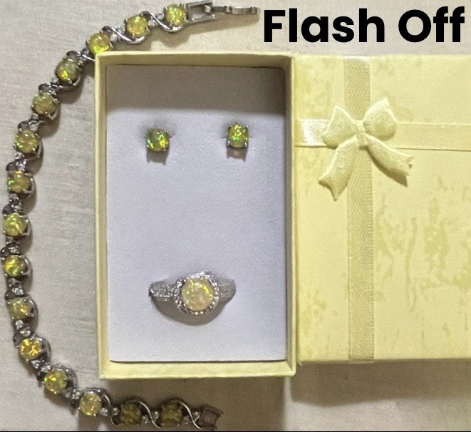DEAL! Elegant Yellow Fire Opal Earrings, Bracelet, & CZ Halo Ring Size 8 Set