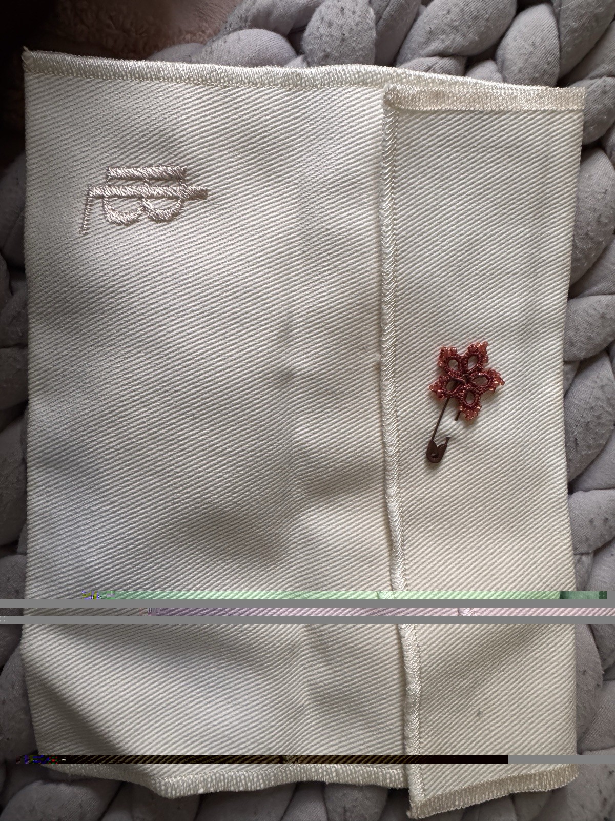 Lorina-Balteanu Red & Silver Glass bead lace collar in original packaging