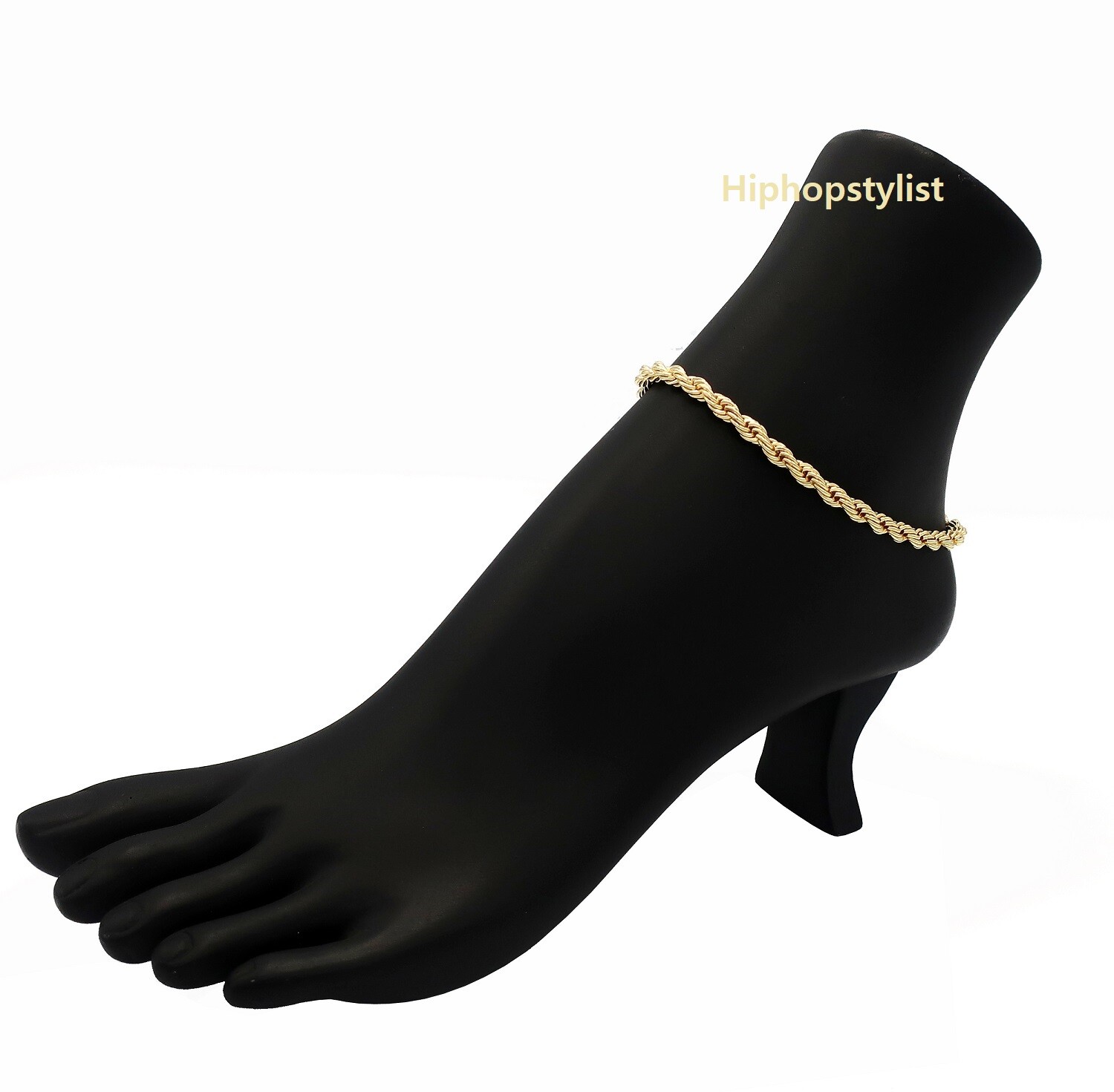 5mm Twisted ROPE CHAIN QUALITY ANKLET 10″ ANKLE BRACELET 14K ITALY GOLD PLATED