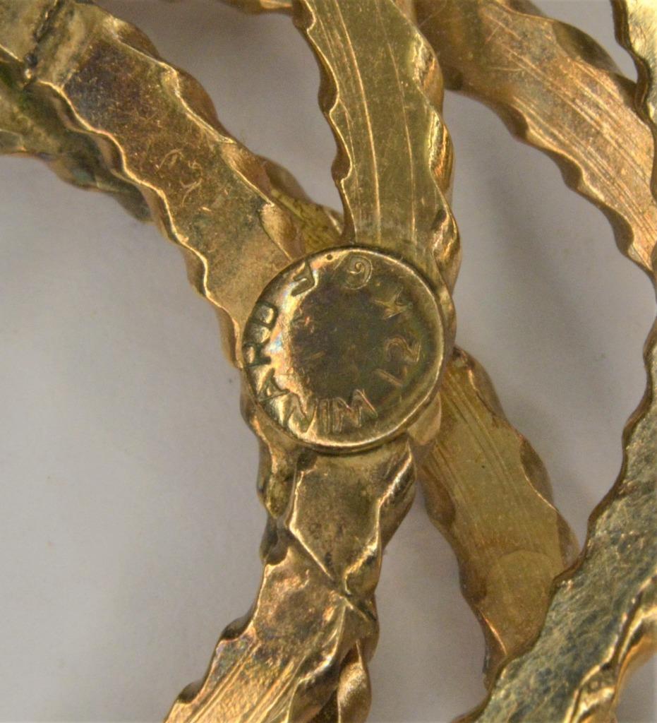 Vintage Signed WINARD 1/20 12 KGF Goldtone Polished Round Shape Pin Brooch