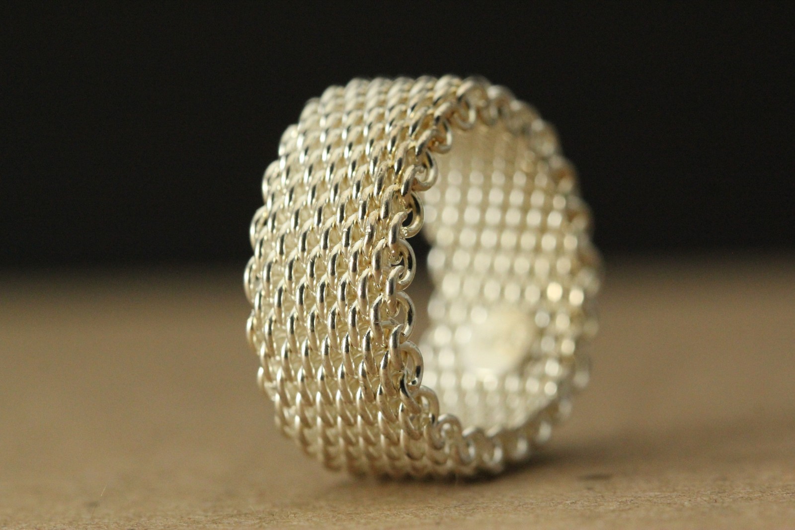 925 Sterling Silver Woven ? “Mail” Size 6.75 Ring 5.6 Grams (RIN9471)