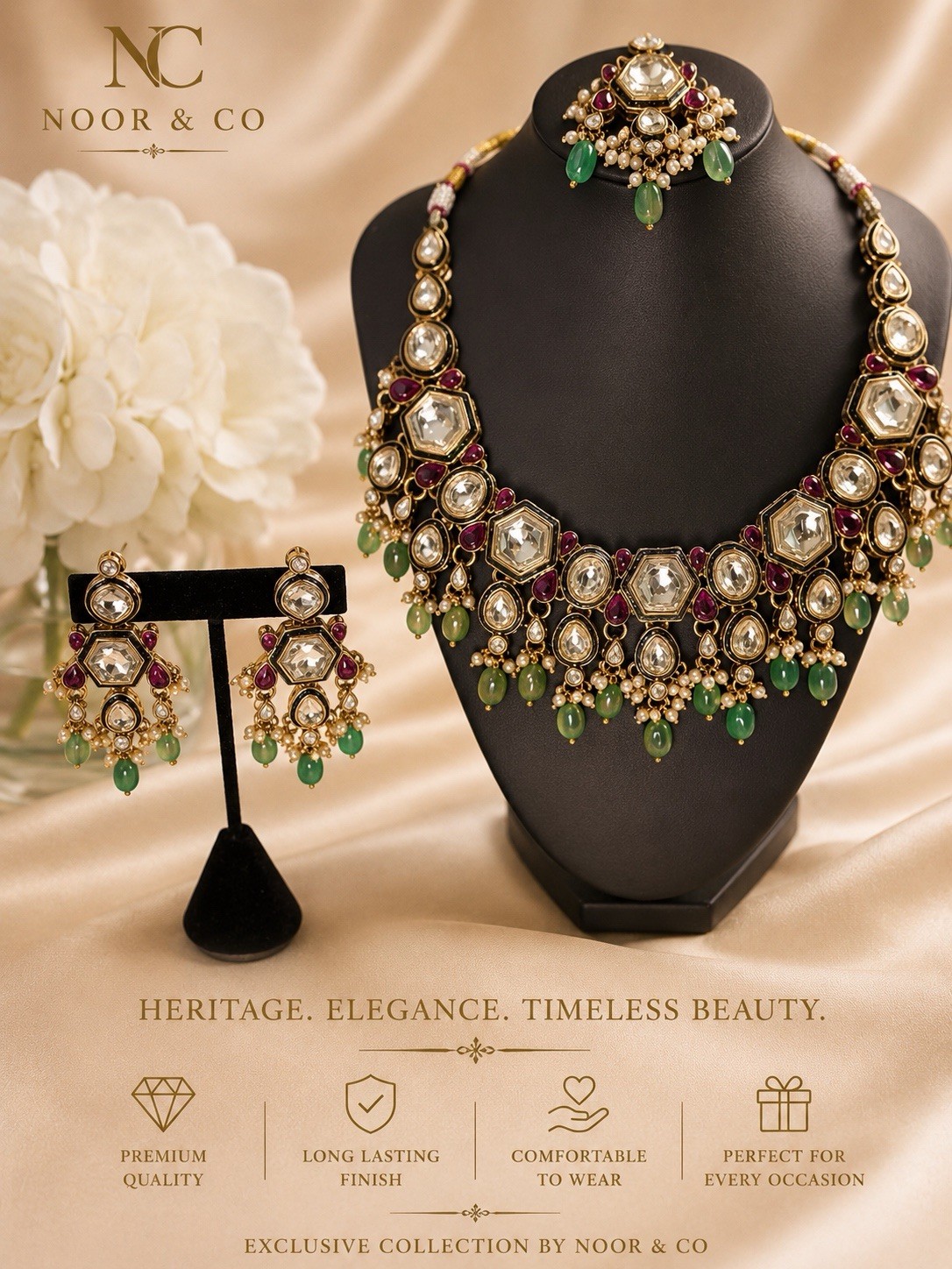 Emerald Heirloom Kundan Bridal Set