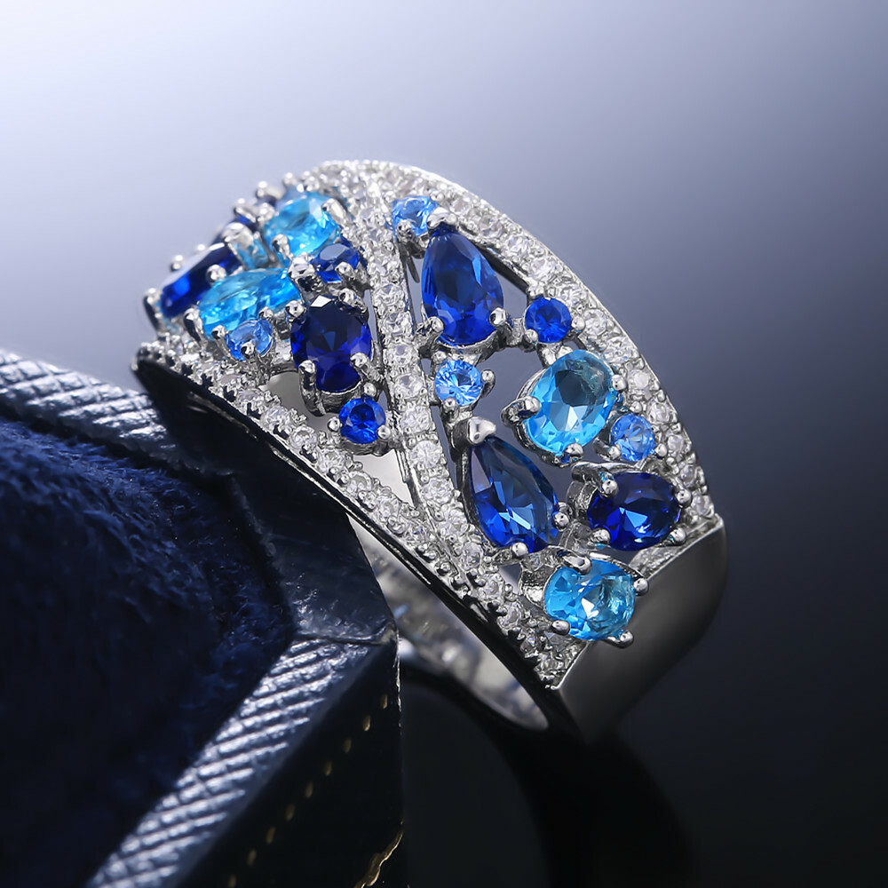 Gorgeous 925 Silver Filled Ring Women Cubic Zircon Jewelry Gift Sz 6-10