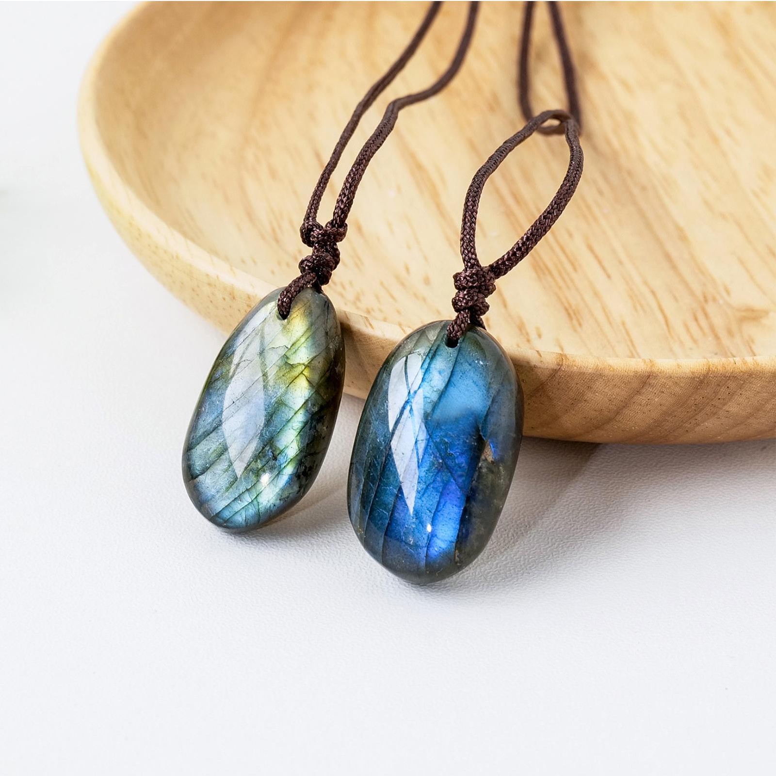 Natural Labradorite Pendant Crystal Necklace Healing Stone Necklace Charm