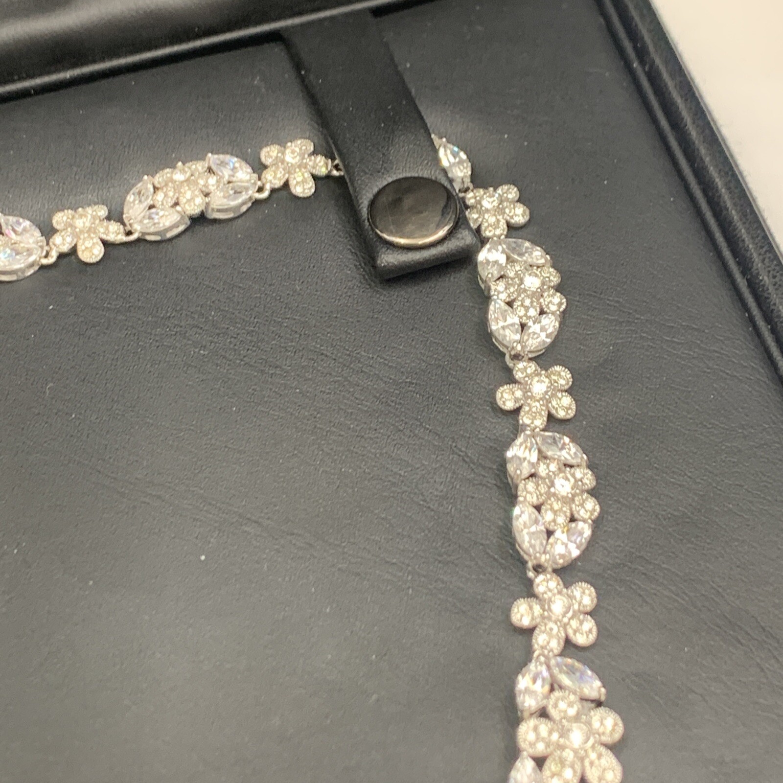 Nadri Pave Crystal ENGLISH GARDEN FLORAL Necklace & Floral Cluster Clip Earrings