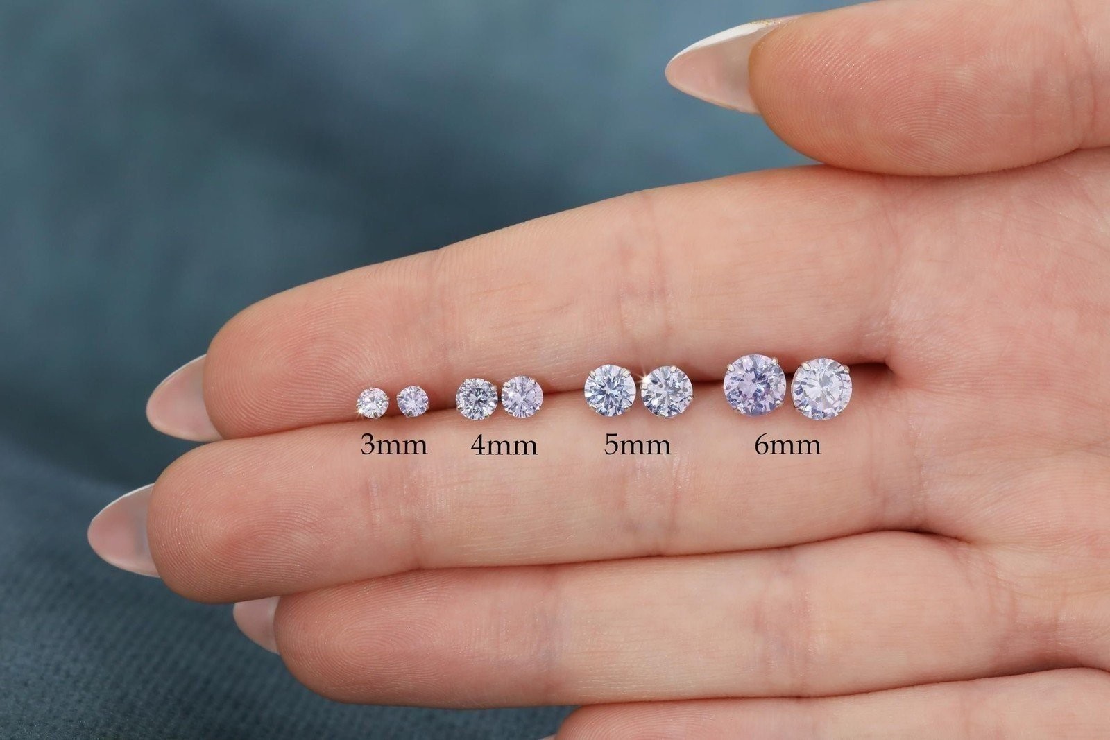 14K White Gold Solitaire June Simulated Alexandrite CZ Stud Earring, Screw Back
