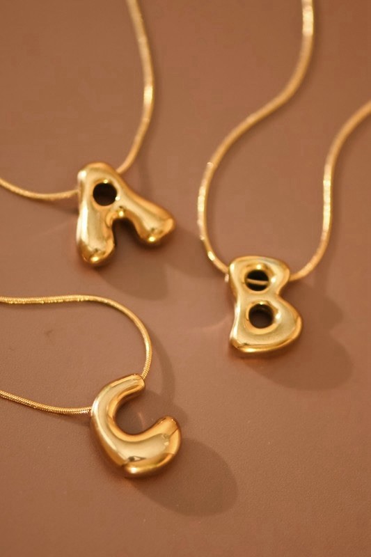18k Non-tarnish Bubble Initial Necklace