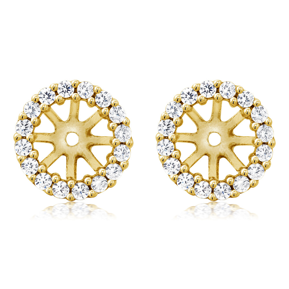 18K Yellow Gold Plated Silver Earring Jackets for 7mm Round Studs