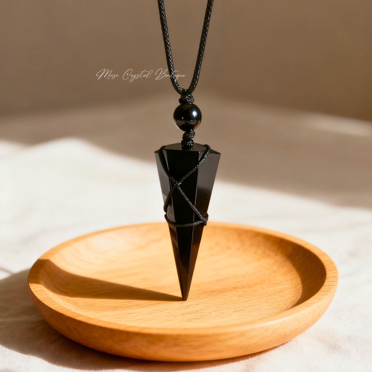 Genuine Natural Black Obsidian Pendant Healing Crystal Necklace for Women Men