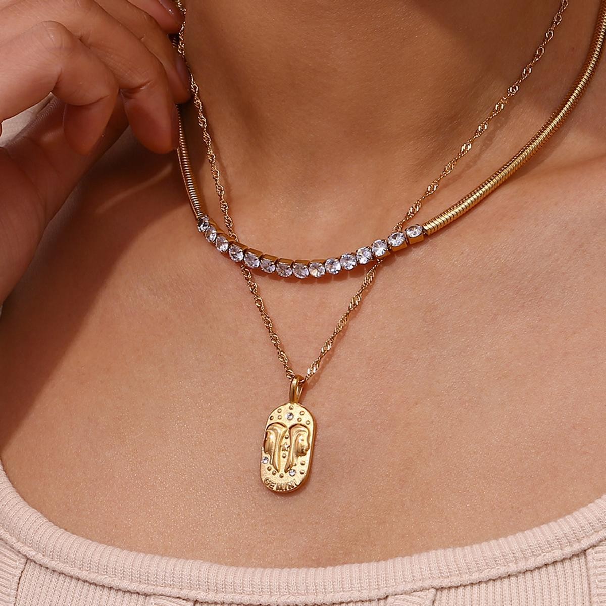 12 constellation necklaces, suitable for women and girls, vintage 18K gold