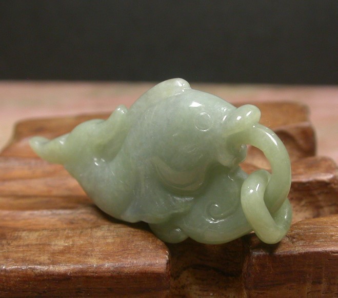 Green 100% Natural A JADE JADEITE PENDANT Fish Lotus Flower Circle Ring 237326