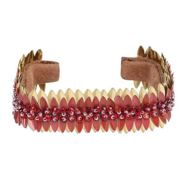 Deepa Gurnani VADA feather crystal Cuff Bracelet Anthropologie