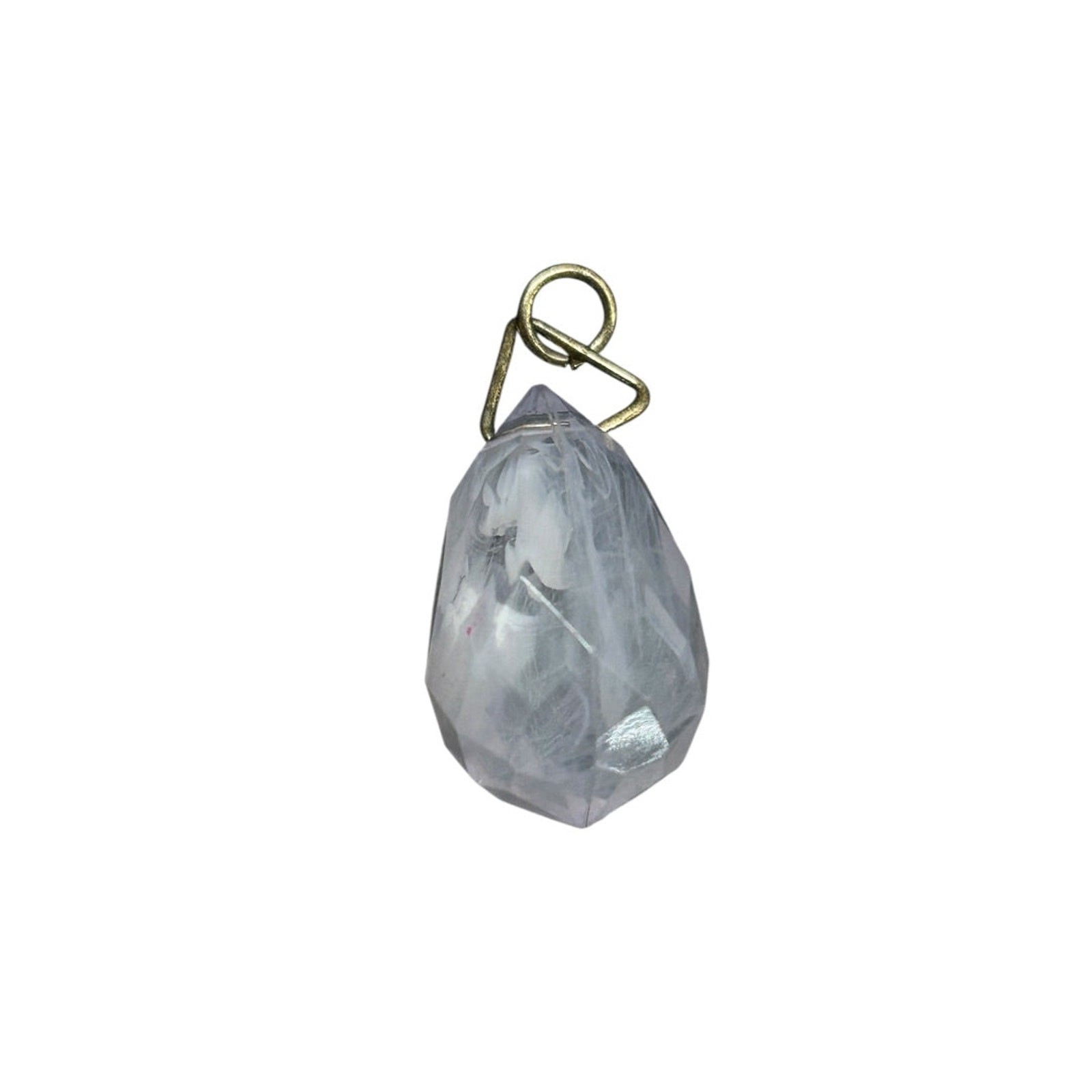 Acrylic Lavender Pendant Faceted Silvertone Jump Ring .75″