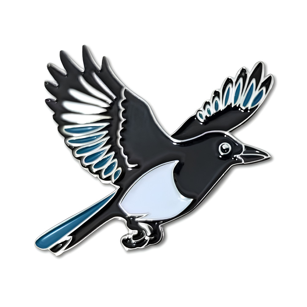 Magpie Pin Badge Enamel Flying Magpie Loyalty Bird Coat Bag Lapel Jewellery