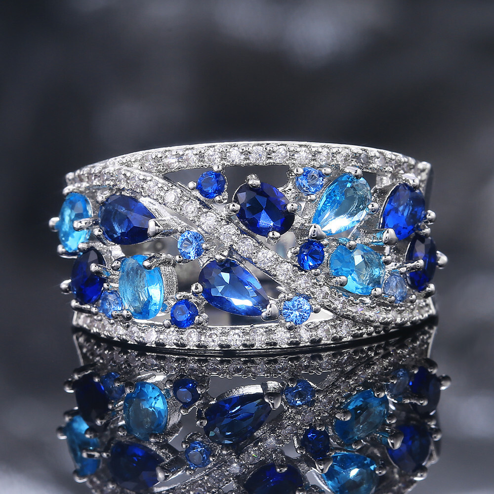 Gorgeous 925 Silver Filled Ring Women Cubic Zircon Jewelry Gift Sz 6-10