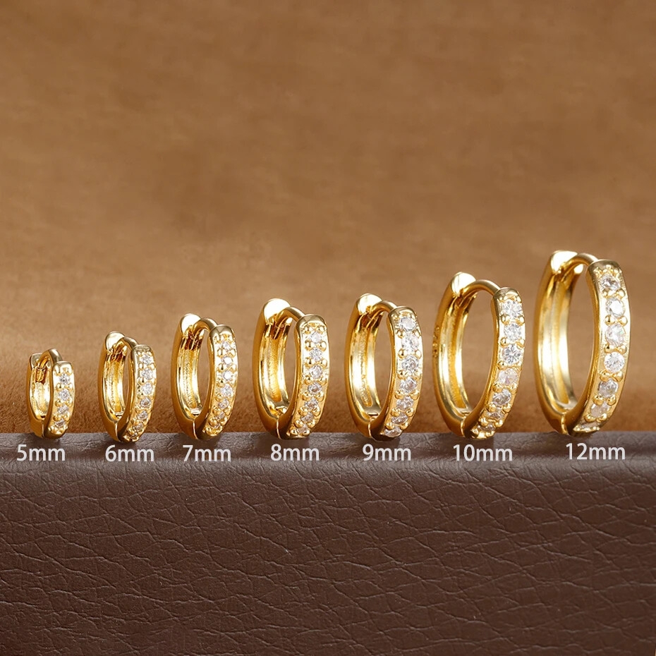 Minimal Hoop Earrings with Crystal for Helix Tragus Cartilage Piercing